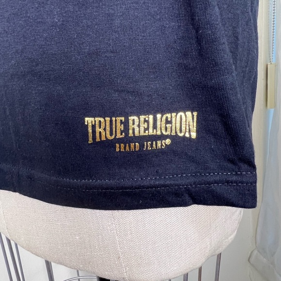 NEW True Religion Black  / Gold Foil Logo T-Shirt - SZ M - Picture 4 of 7